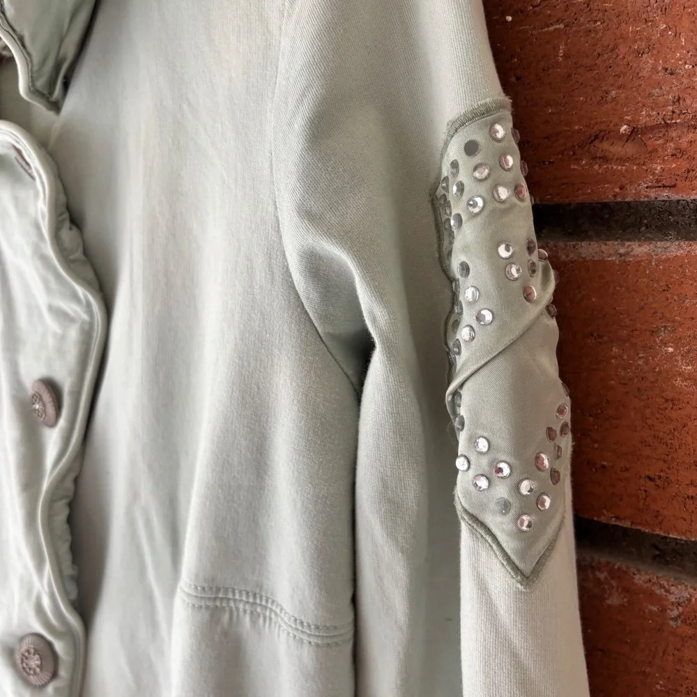 Mur mur Light Green Double Breasted Rhinestone‎ Embellished Jacket Women's M